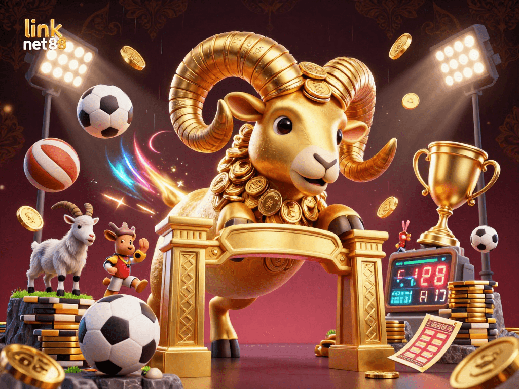 Experience thrilling play with link net88 in this dynamic casino scene featuring vibrant sports elements.