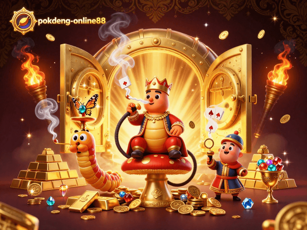 Experience thrilling action at pokdeng-online88 as the caterpillar master commands winning poker hands amidst treasure galore.