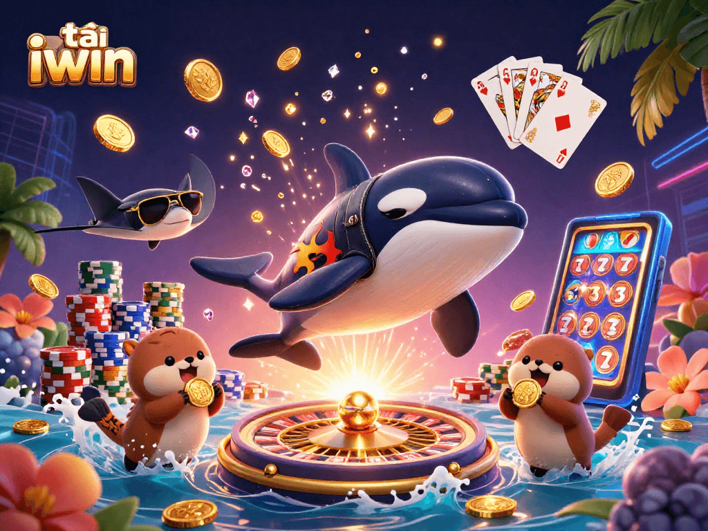 Experience thrilling play with tải iwin in a vibrant underwater casino scene filled with animated characters and stunning game elements.