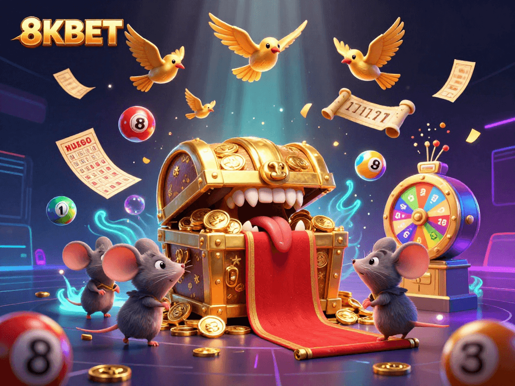 Experience thrilling wins at 8KBET with vibrant lottery and gaming action in a captivating scene.