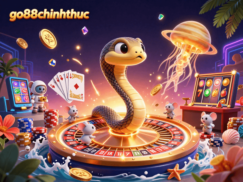 Spin and win with go88chinhthuc at this vibrant casino-themed cosmic roulette scene