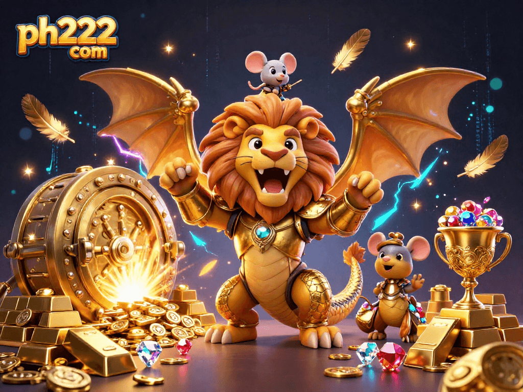 Experience the thrill of gaming with ph222 com's vibrant 3D illustration showcasing golden treasures.