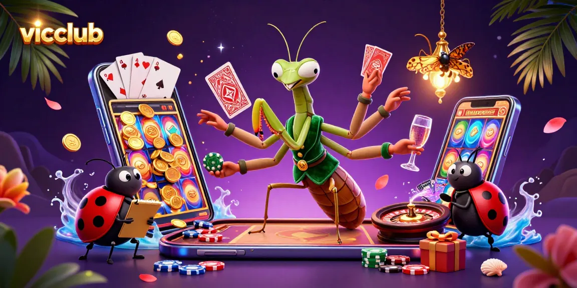 Experience thrilling gameplay and vibrant energy at vicclub casino, featuring a dynamic 3D casino scene.