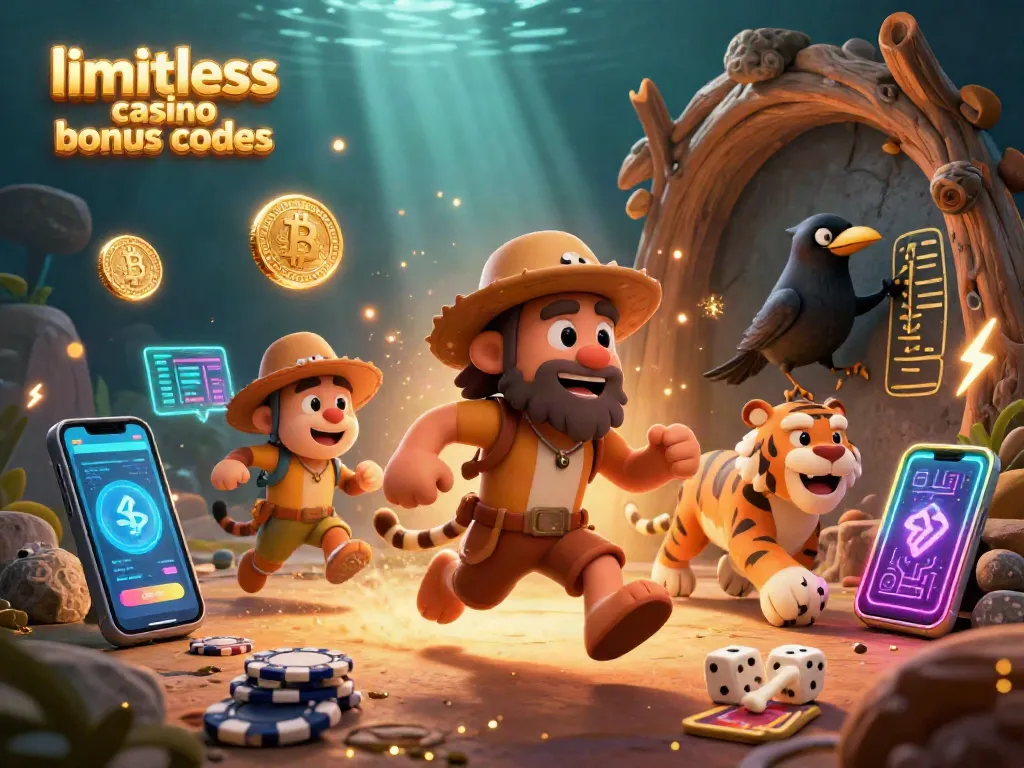 Experience limitless casino bonus codes with a playful caveman and sabertooth duo in a vibrant prehistoric casino.