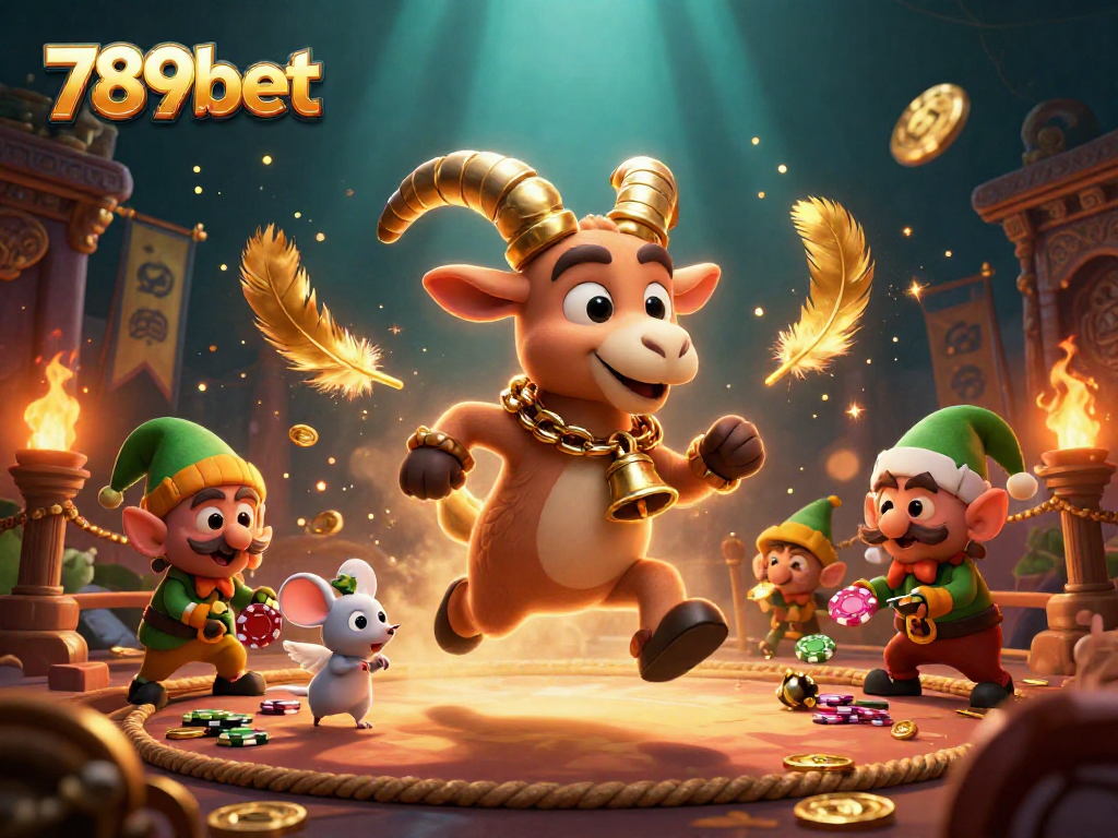 Experience the thrill of 789bet with festive characters in a vibrant casino scene filled with action.