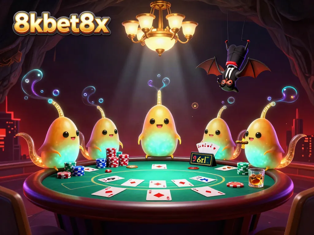 Experience thrilling games at 8xbet8x with a vibrant cave casino illuminated by glowworms.