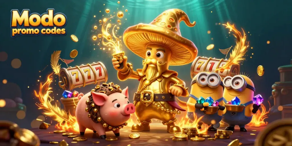 Experience winning with modo casino promo codes through this captivating casino illustration.