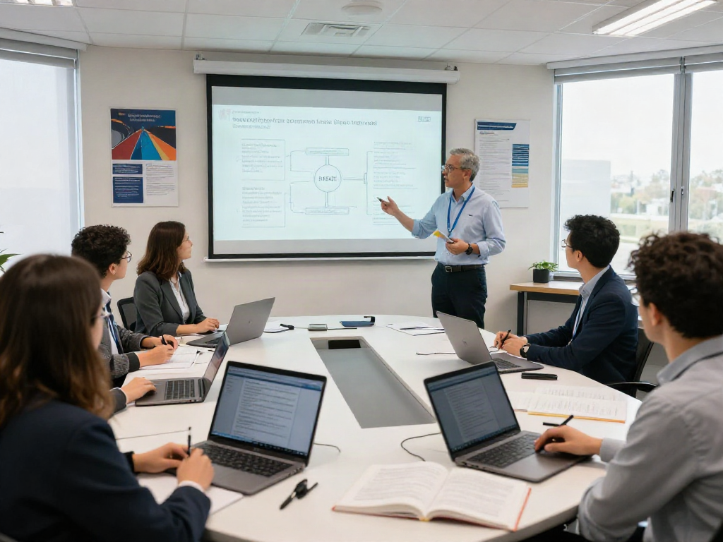 Participants in an ISO 9001 Lead Auditor Course engaging with their instructor while learning quality management practices.