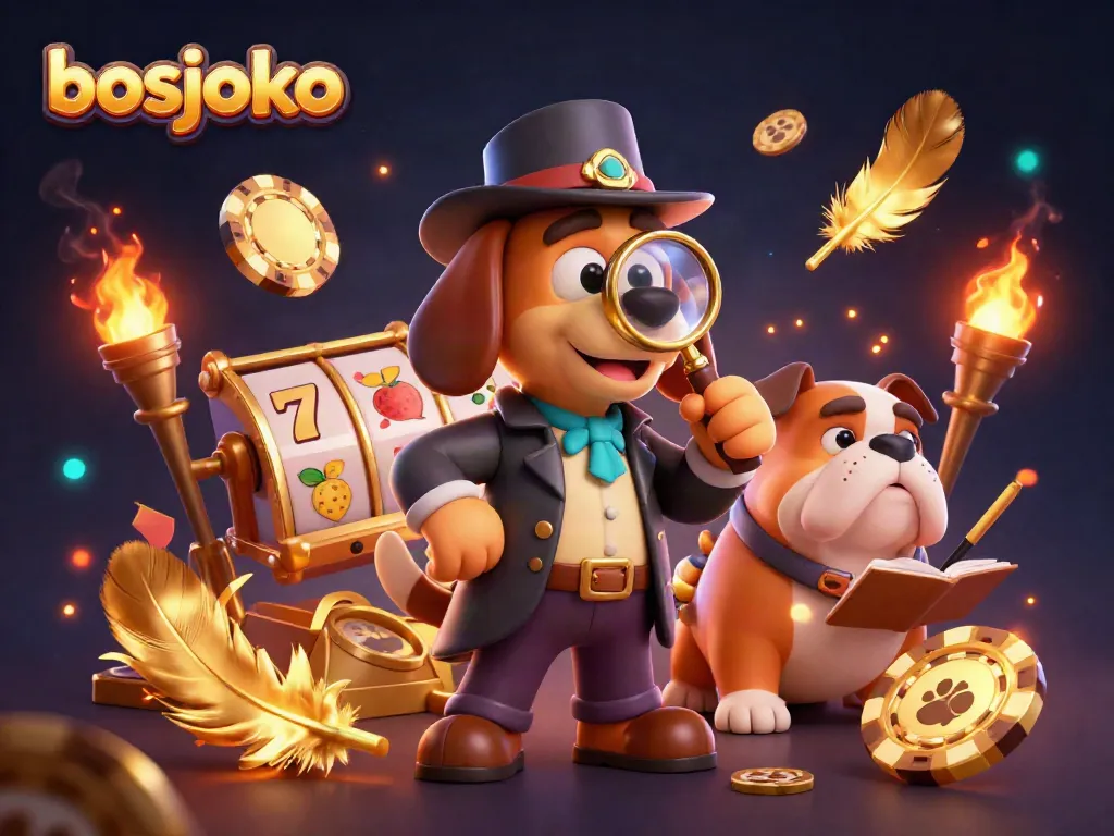 Play slots with bosjoko, explore thrilling casino games with dynamic golden elements and characters in action.