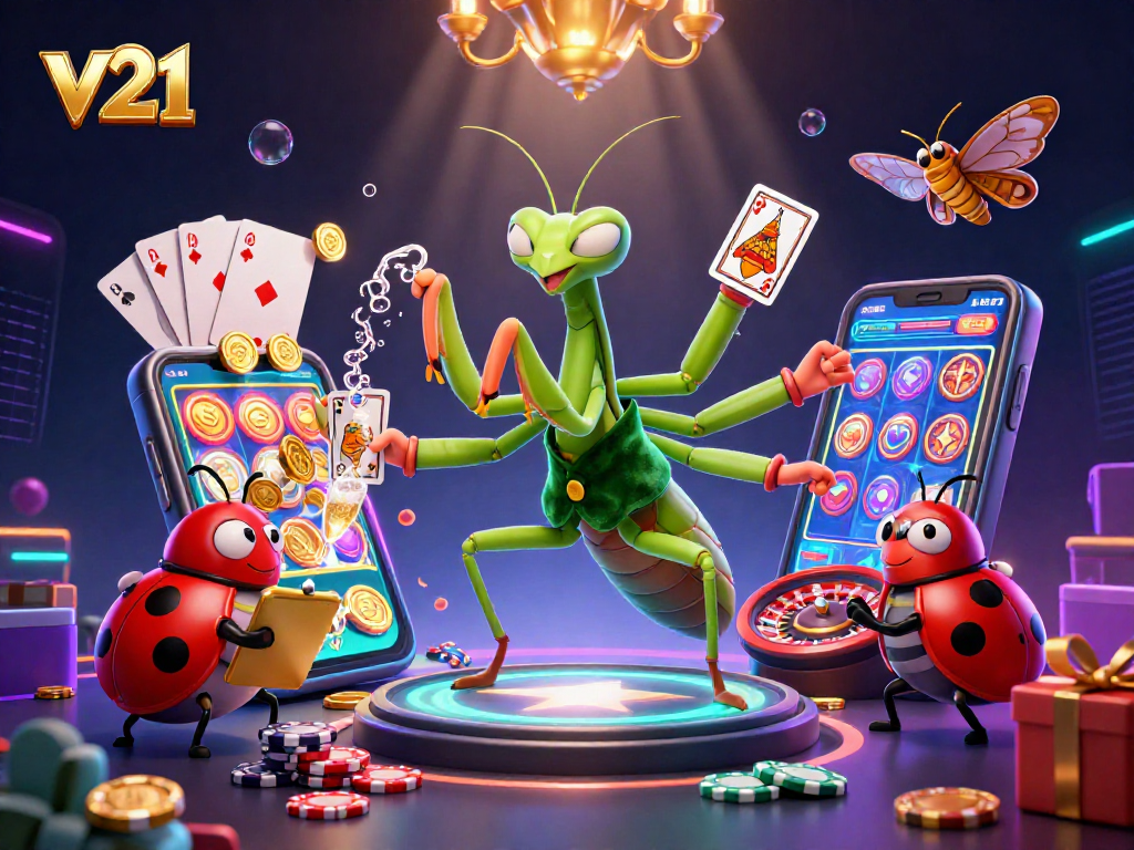 Berpartisipasilah dalam keseruan dunia judi slot online v21 dengan ilustrasi menakjubkan yang menampilkan karakter unik.