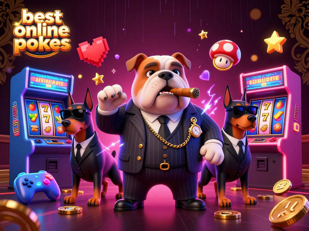 Experience the thrill of the best online pokies with this captivating 3D illustration featuring a mafia boss bulldog.