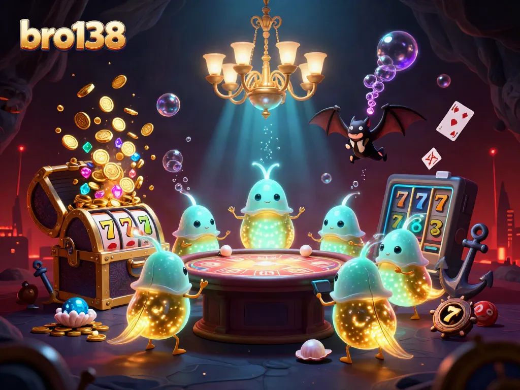Explore exciting games at bro138 with illuminating glowworm-themed casino scene and dynamic elements.