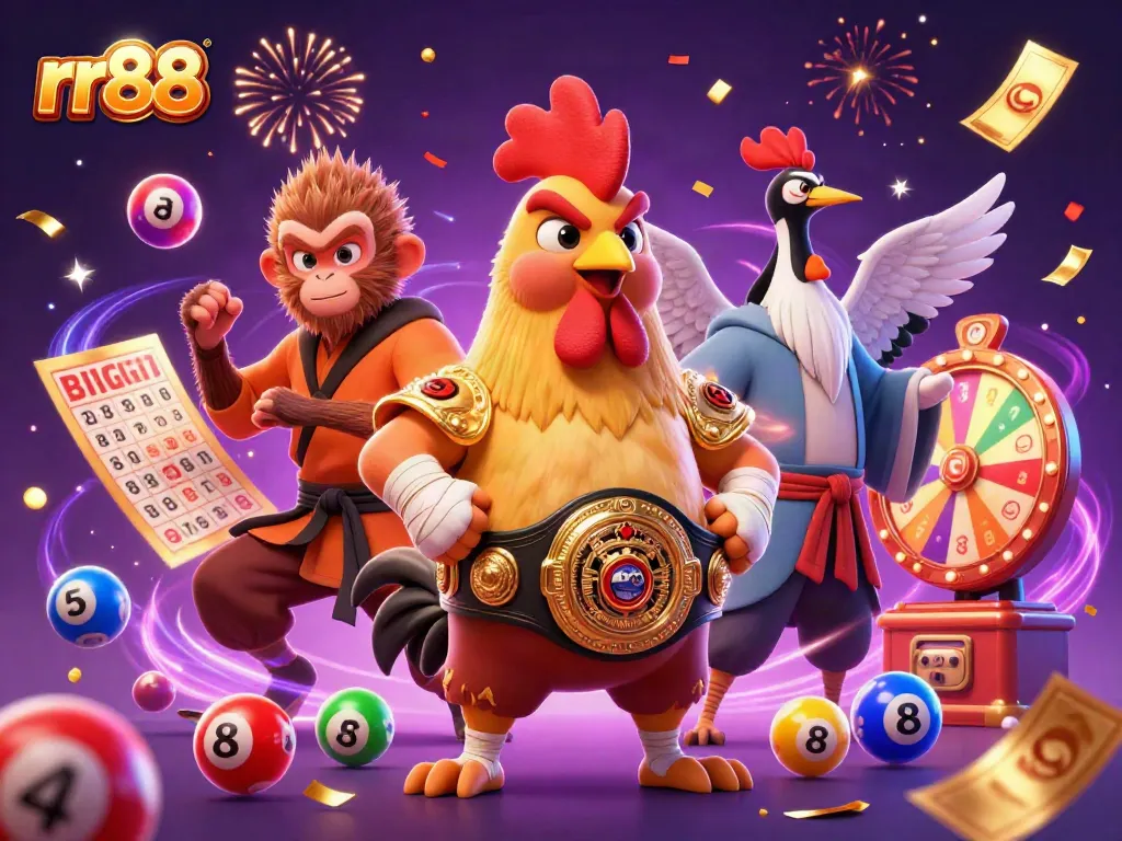 Engage with rr88's vibrant gaming world featuring dynamic lottery elements celebrating the thrill.