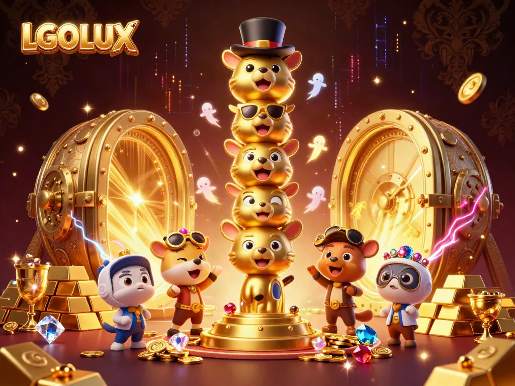 Experience the thrill of LGOLUX with an immersive 3D casino scene featuring a totem pole and treasure.