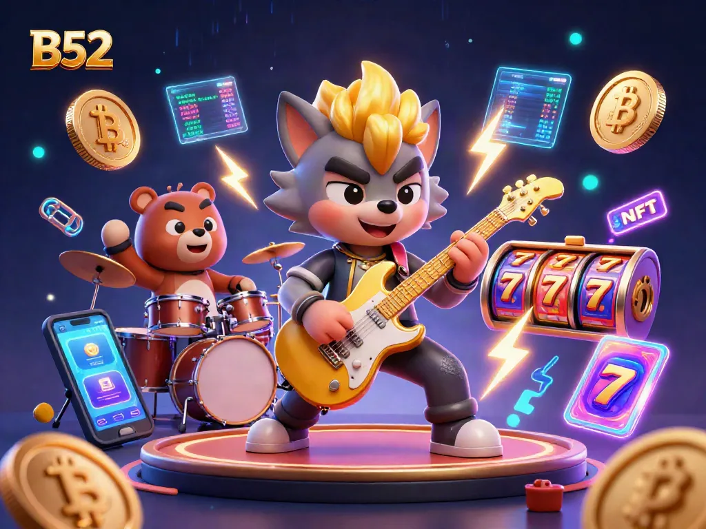 Engage with exciting B52 casino action featuring vibrant characters and crypto elements.