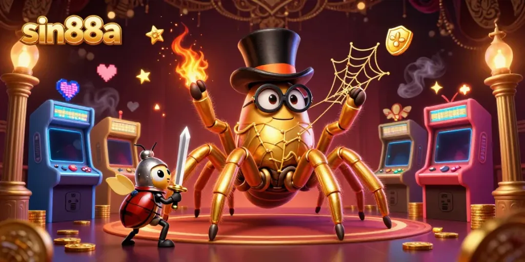 Experience thrilling casino adventures with sin88a in this vibrant 3D illustration featuring charismatic characters.