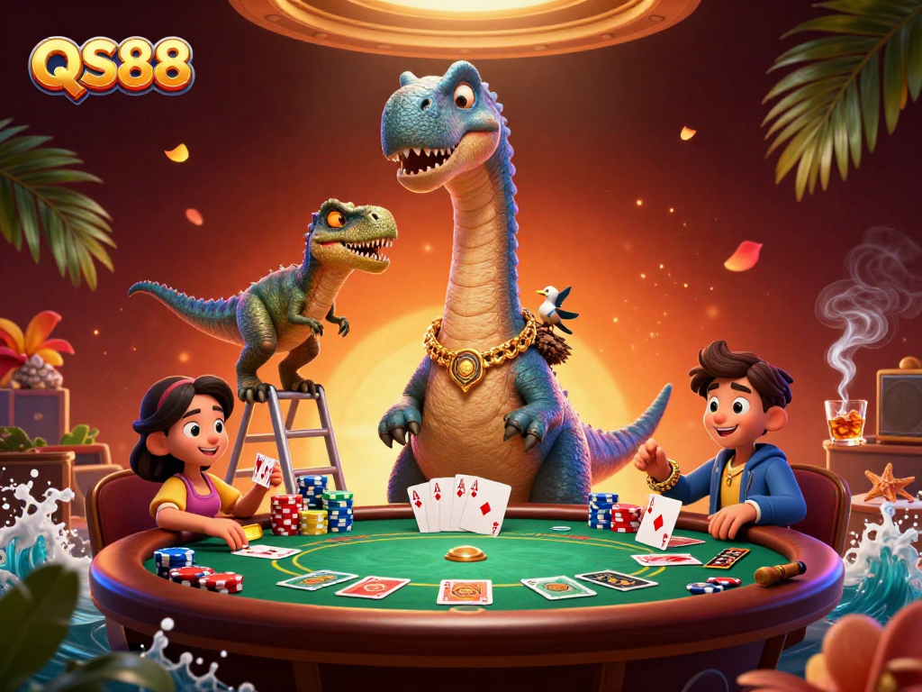 Experience thrilling gameplay at QS88 with dynamic poker action illustrated in a vibrant casino setting.