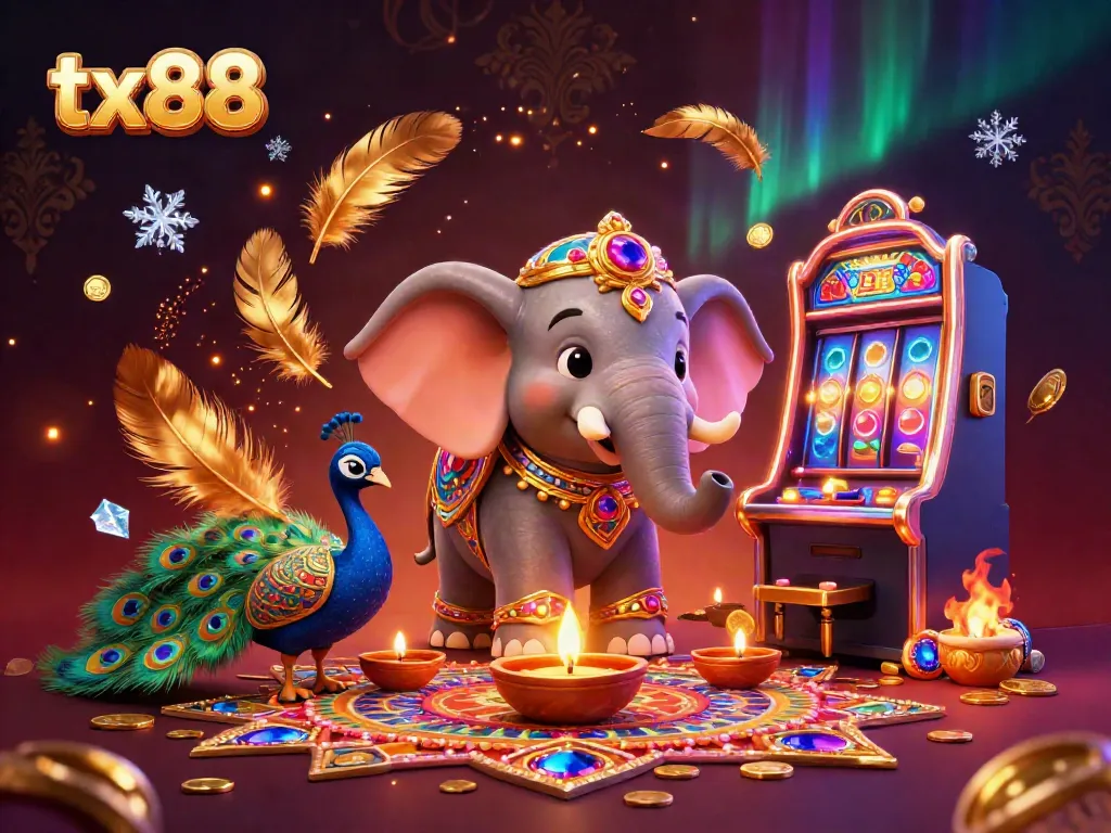 Experience immersive gaming with tx88's vibrant 3D visual of a colorful casino scene