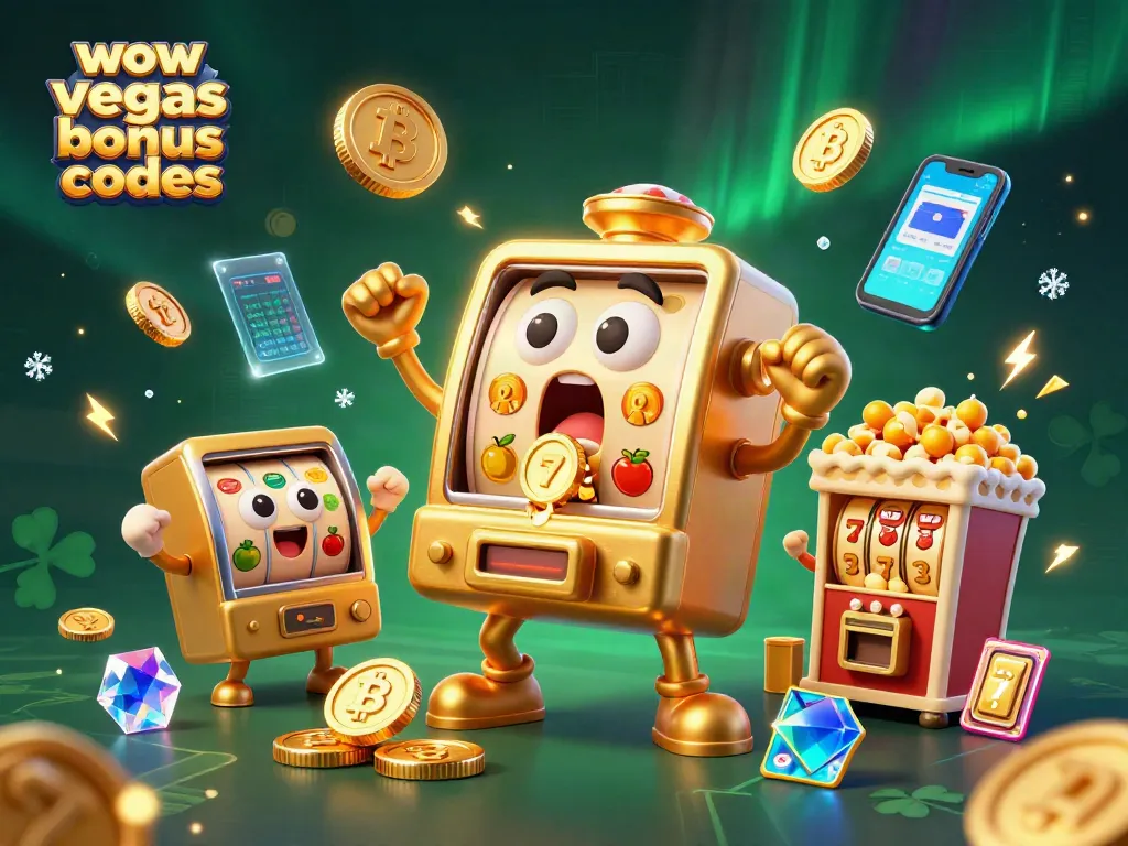 Spin the reels and win with WOW Vegas bonus codes while golden coins cascade in celebration.