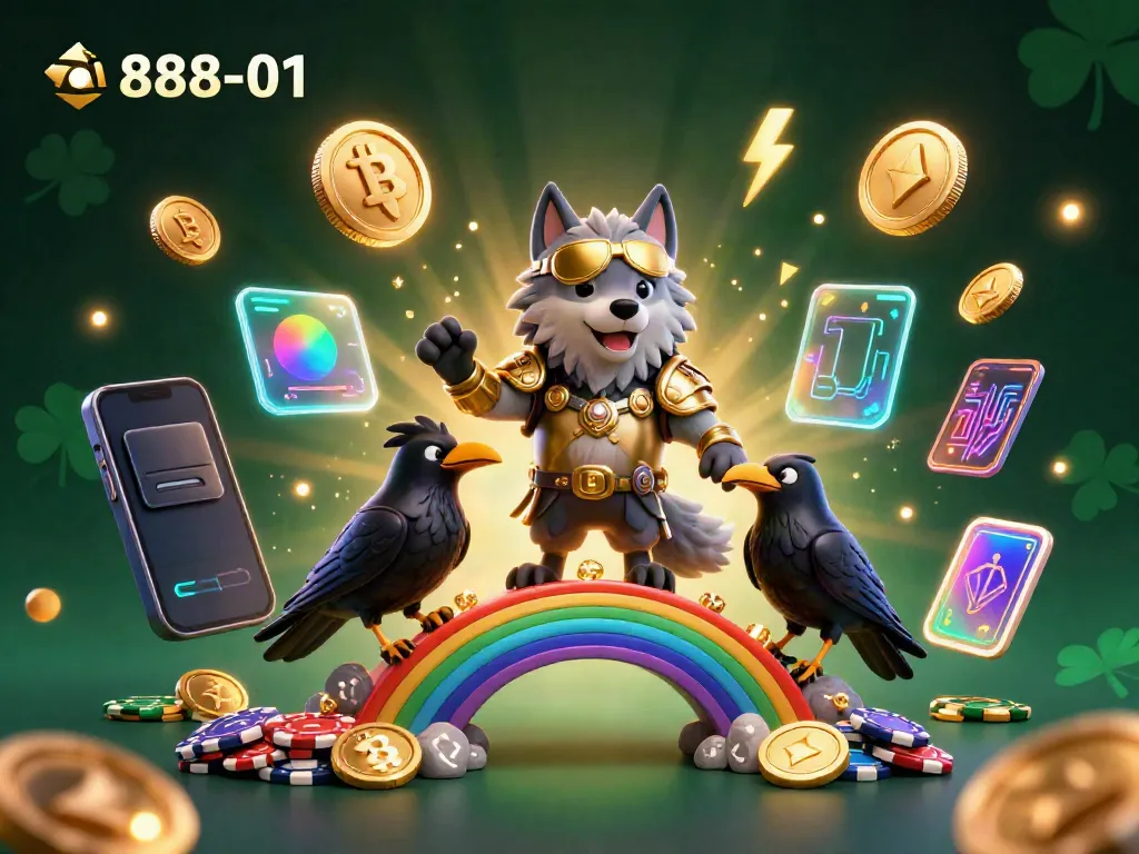 Experience the excitement of u888-01 with a captivating 3D illustration of a mythical casino adventure featuring Odin and ravens.