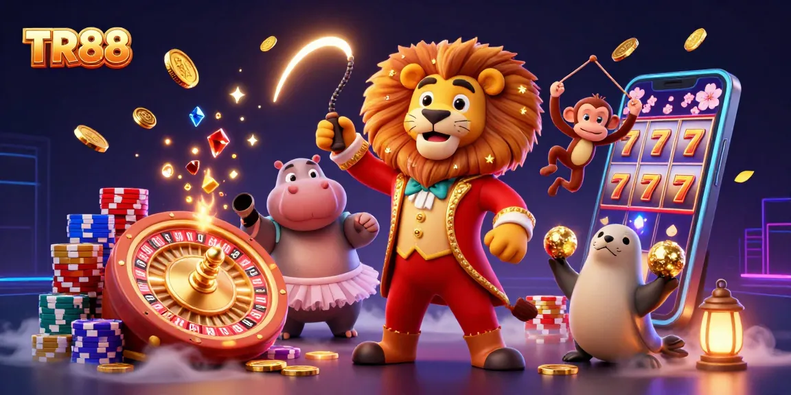 Celebrate wins at TR88 with vibrant casino characters and dynamic gaming features in a rich 3D scene.