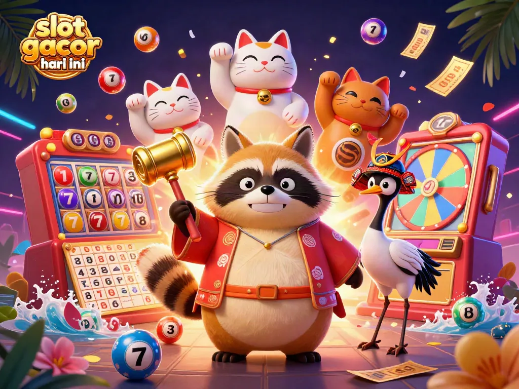 Experience winning moments with slot gacor hari ini in a vibrant casino scene featuring lucky characters and dynamic elements.