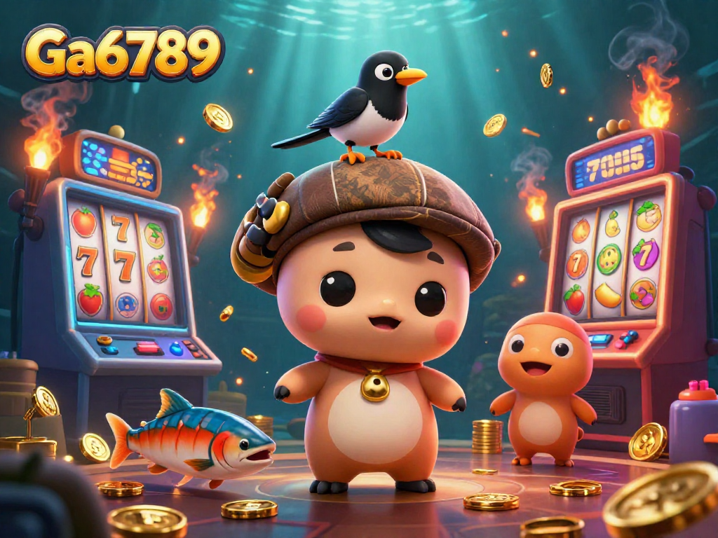 Play the thrilling slots at Ga6789 with a vibrant underwater scene featuring Nessie and friends!