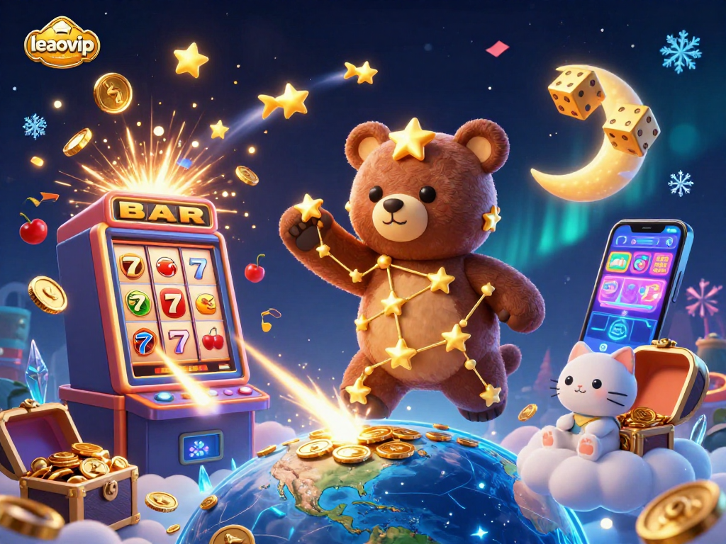Experience the magical world of leaovip with golden star bear and dynamic casino elements.