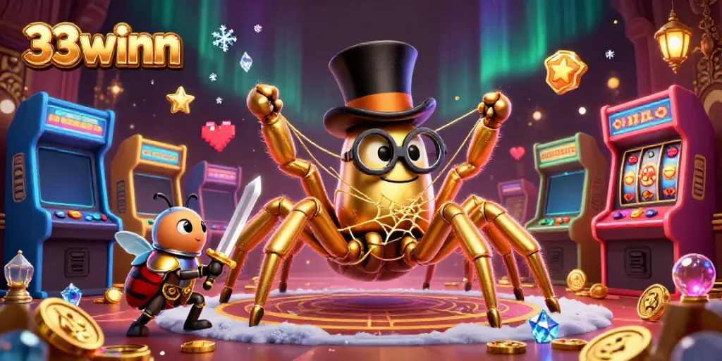 Engage in gameplay excitement at 33winn with a scene rich in casino elements and vibrant characters.