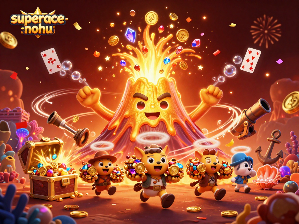 Engage in superace-nohu game against a backdrop of treasures and vibrant casino elements.
