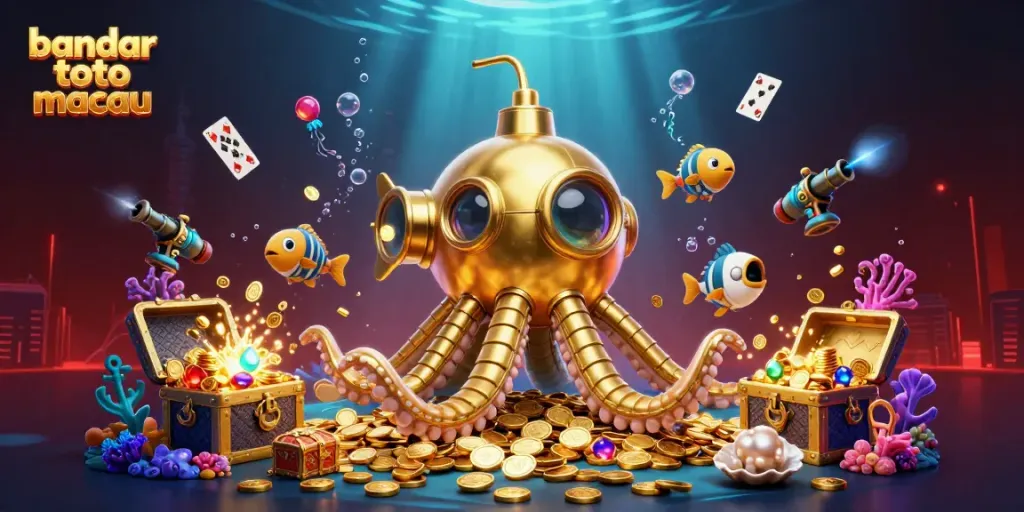 Menang di bandar toto macau dengan ilustrasi karnaval yang kaya dan menawan, penuh dengan permainan dan harta karun.