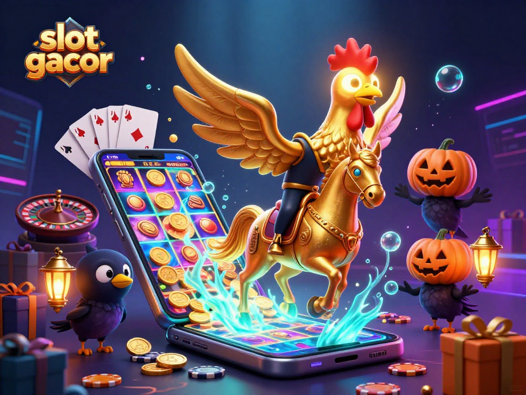 Menangkan slot gacor hari ini dengan OMACUAN dalam ilustrasi kasino subur yang penuh warna.
