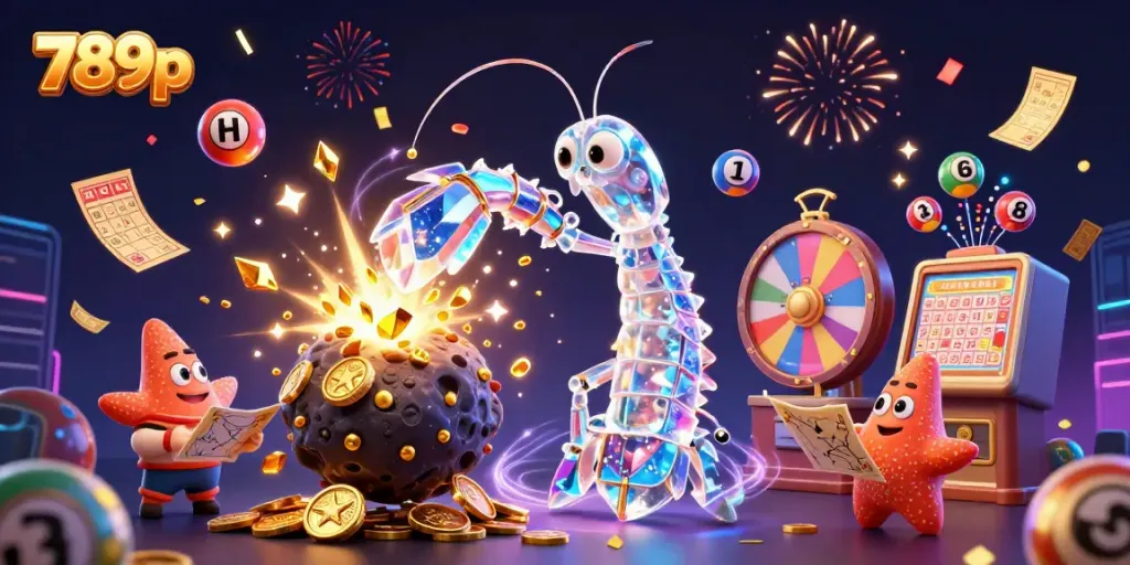 Engage with the thrilling world of 789p, showcasing a dynamic casino scene with galactic elements and celebratory visuals.
