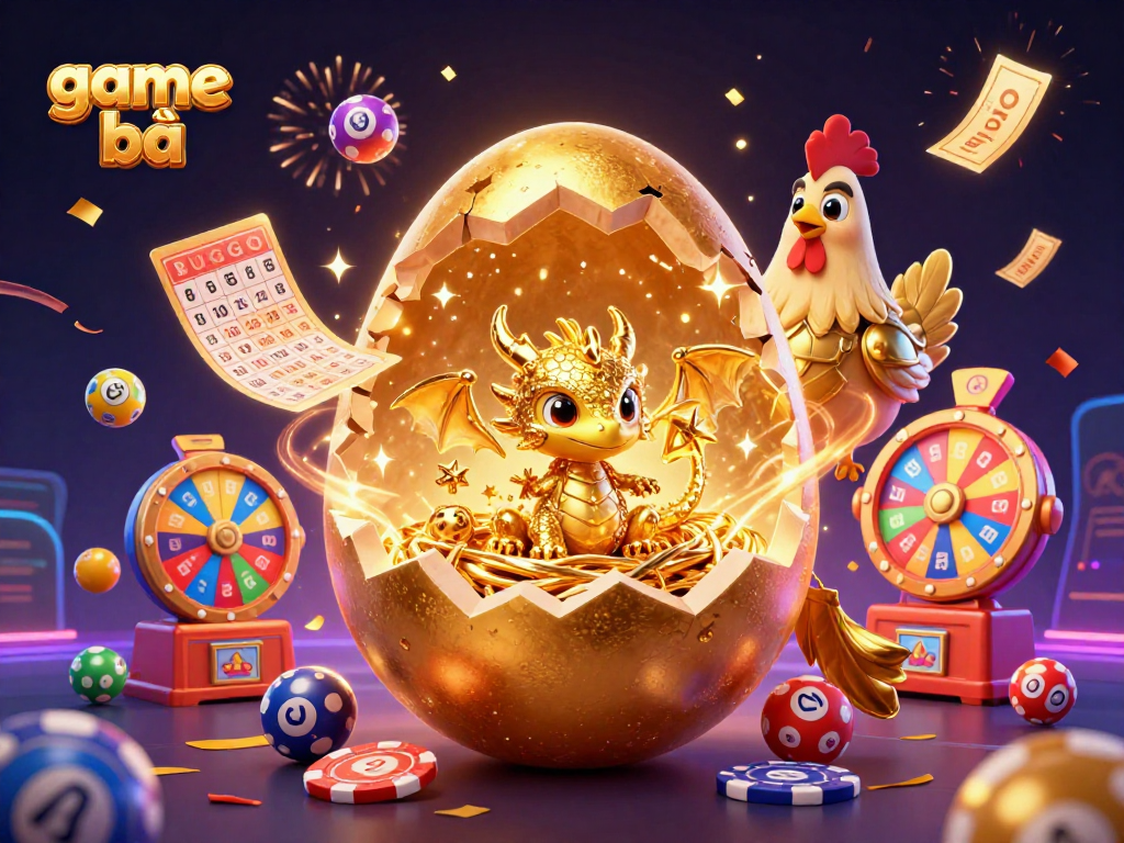 Experience thrilling game bài excitement with golden dragon and lottery elements in a vibrant casino scene.