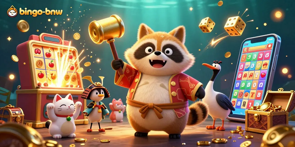 Engage in excitement with bingo-bnw's vibrant jackpot illustration featuring festive characters and thrilling game elements.