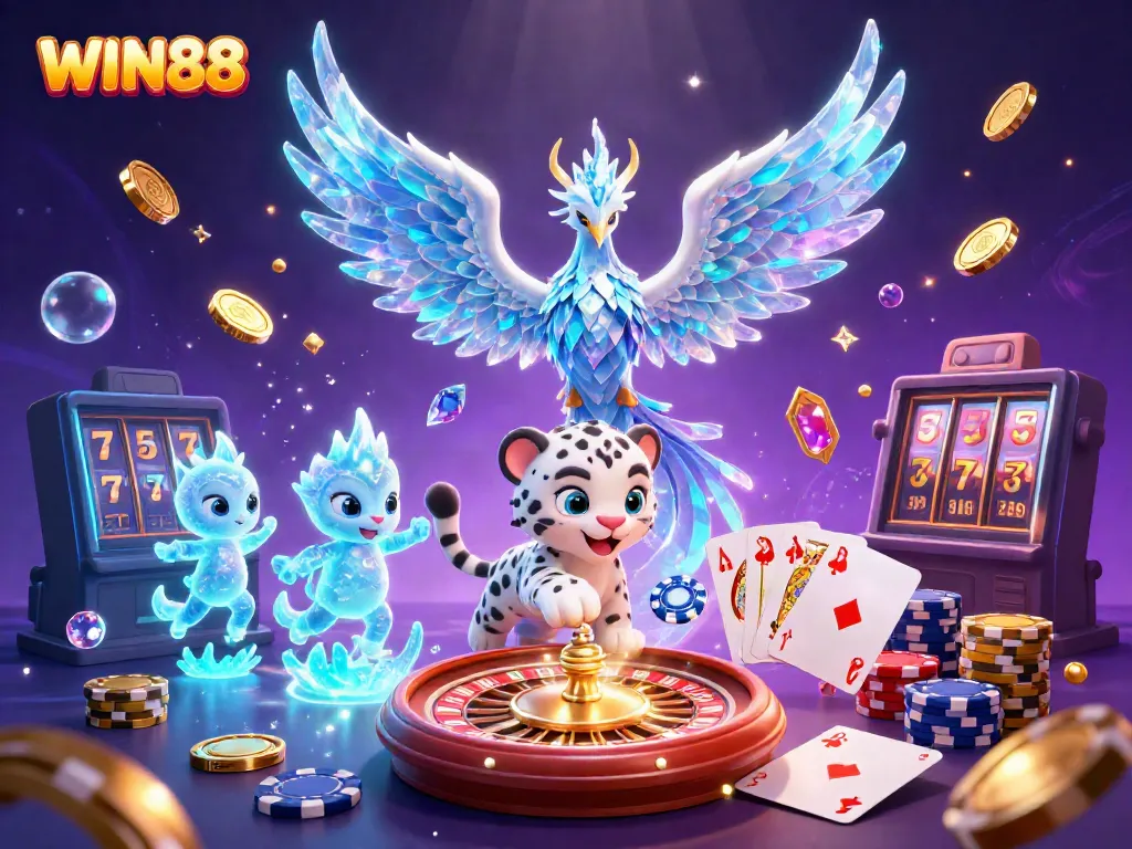 Experience the vibrant casino world with WIN88 featuring wondrous characters and sparkling elements.