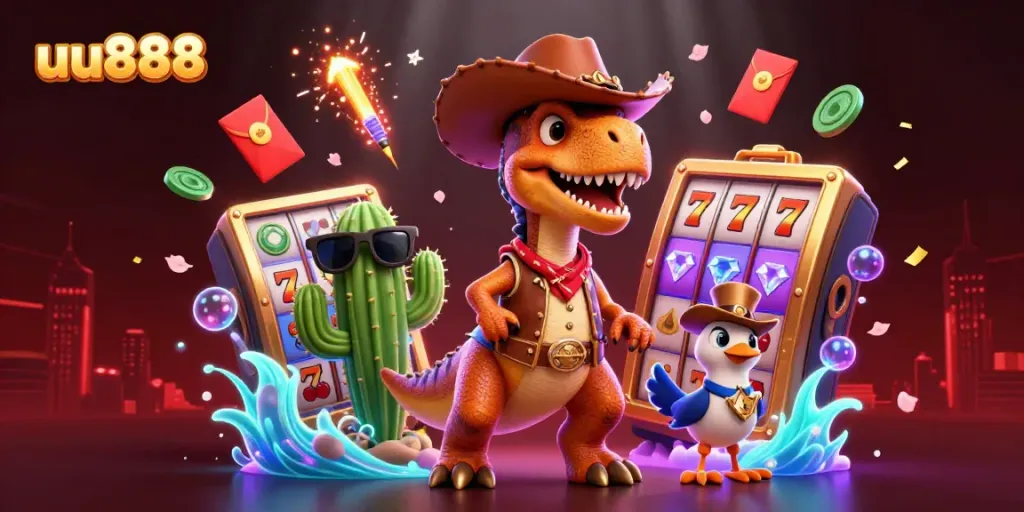 Experience the excitement of uu888 casino with thrilling slot reels and friendly characters.