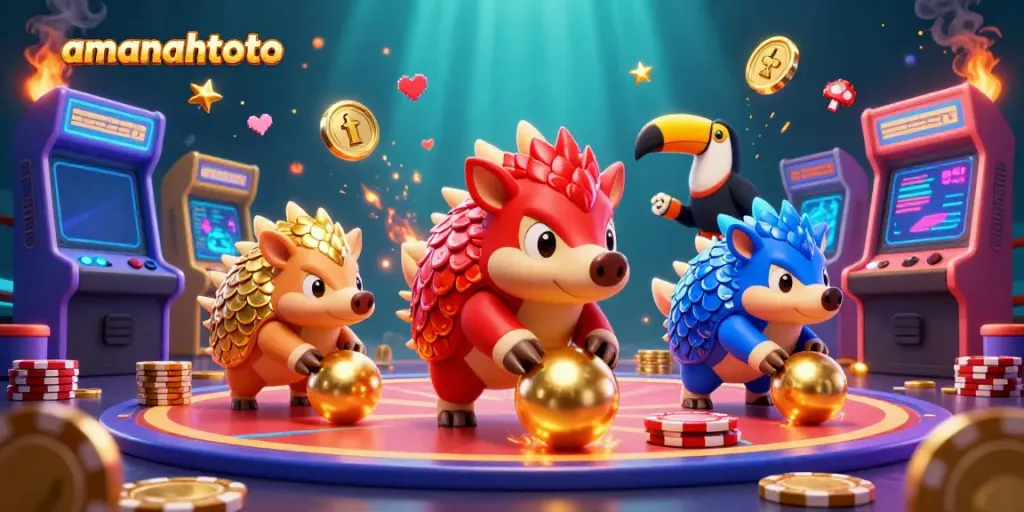Menangkan permainan slot di amanahtoto dengan pangolin lucu dan elemen kasino yang menarik.