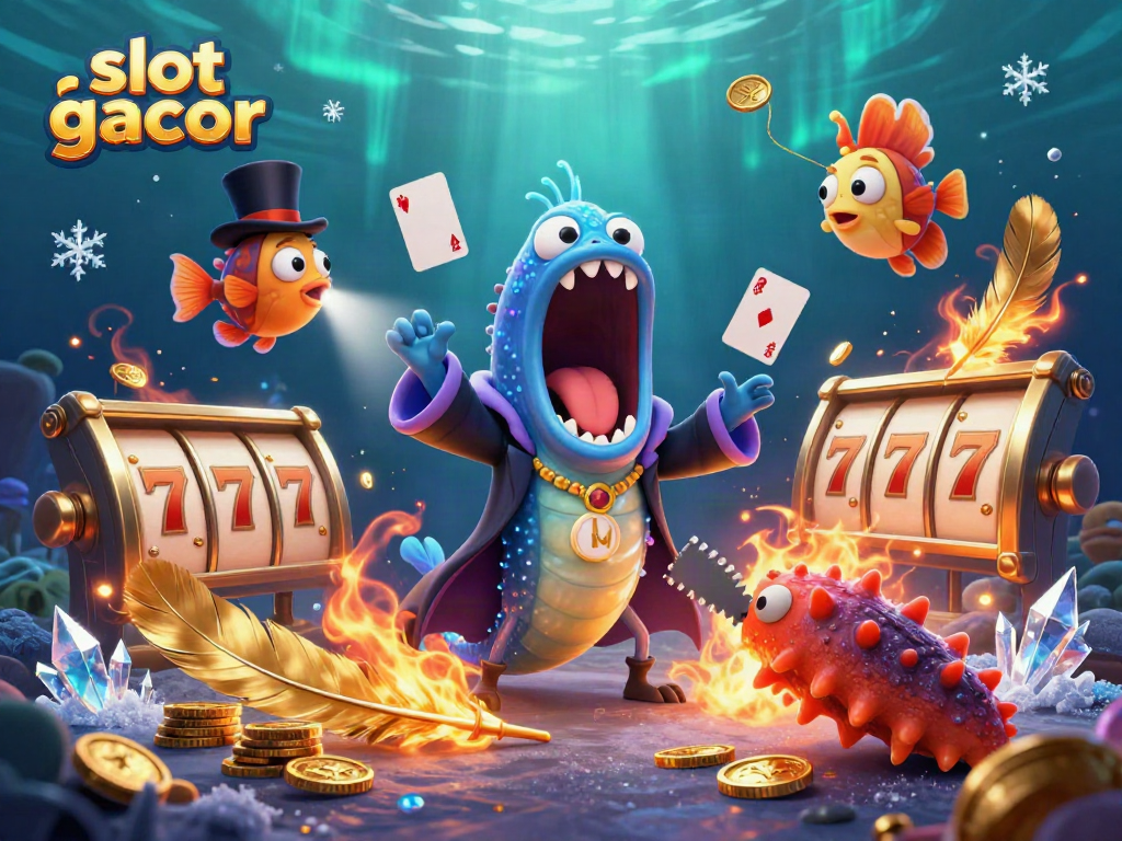 Experience the thrilling world of slot gacor with this magical underwater casino scene featuring unique sea creatures.