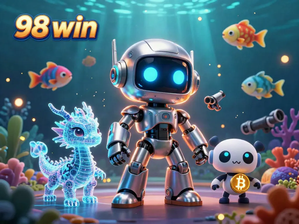 Engage with the 98 win gaming experience featuring vibrant underwater scenes and dynamic 3D elements.