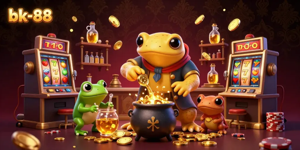 Experience bk-88's thrilling casino action with vibrant, golden surprises in a magical alchemist's lab.