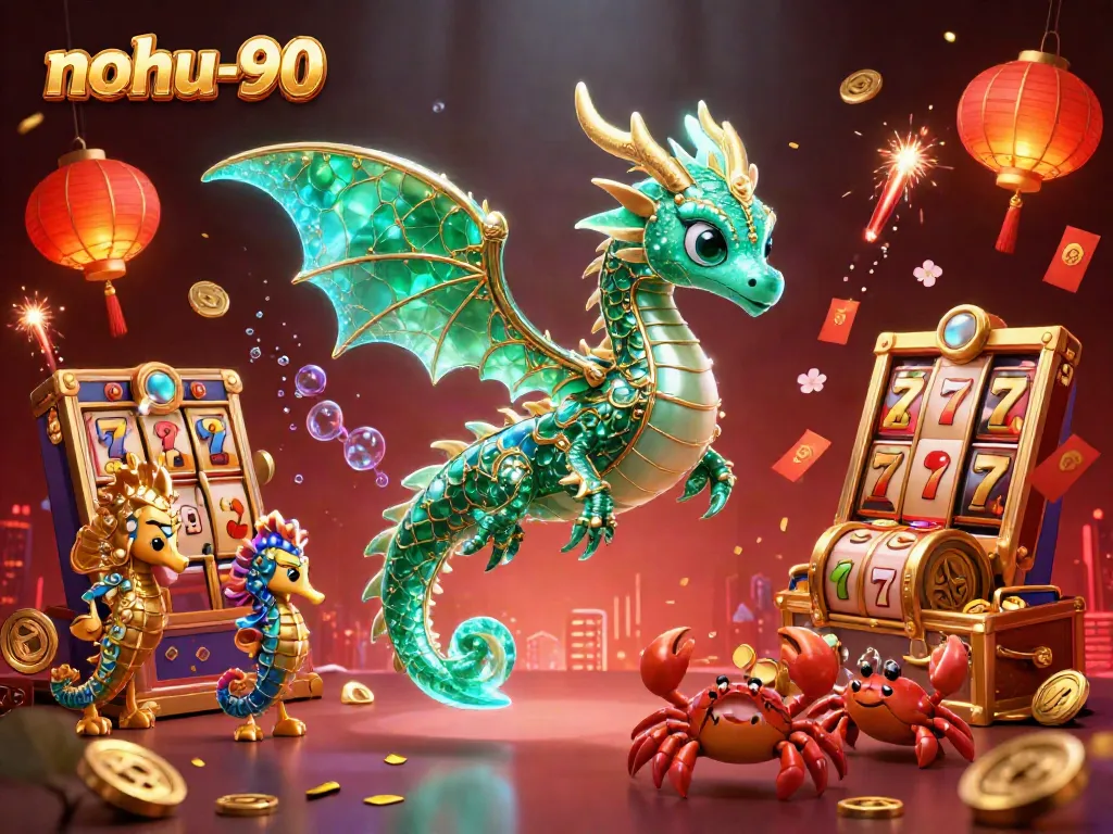 Experience the vibrant world of nohu-90 with an elegant sea dragon and dynamic casino elements.