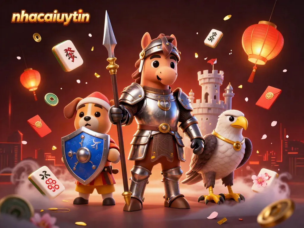 Engage with nhacaiuytin's vibrant casino scene featuring a knight and lively game elements.