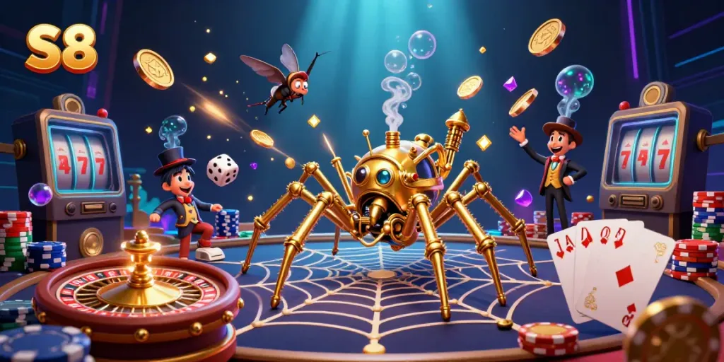 Catch S8's thrilling online gaming with vibrant characters and dynamic casino elements.
