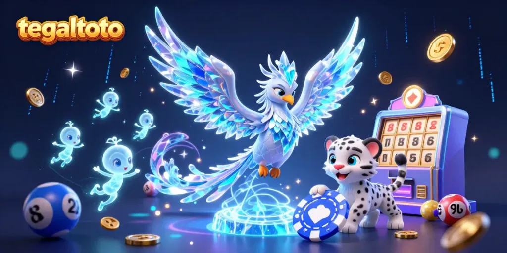Menangkan hadiah dengan tegaltoto dalam ilustrasi kasino 3D penuh warna dan detail.