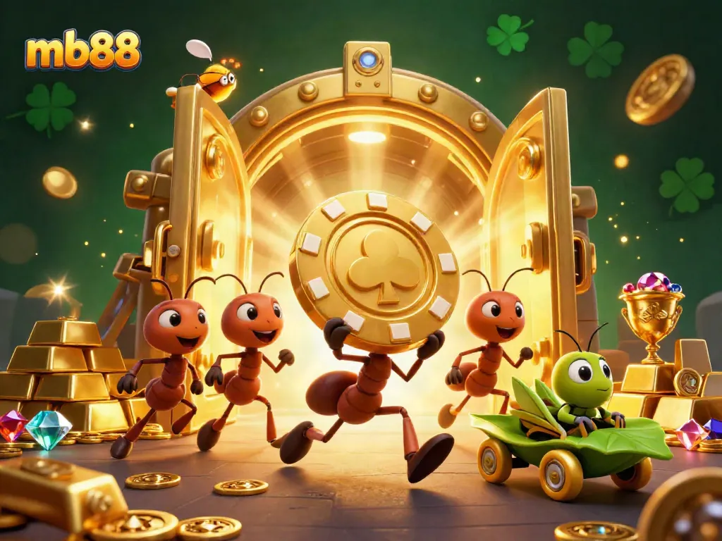 Experience thrilling heists with ants carrying giant poker chips in the mb88 online casino
