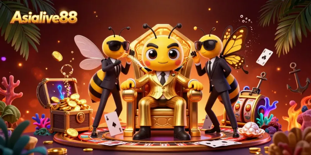 Experience exciting games with Asialive88 featuring vibrant live dealer scenes and casino elements.