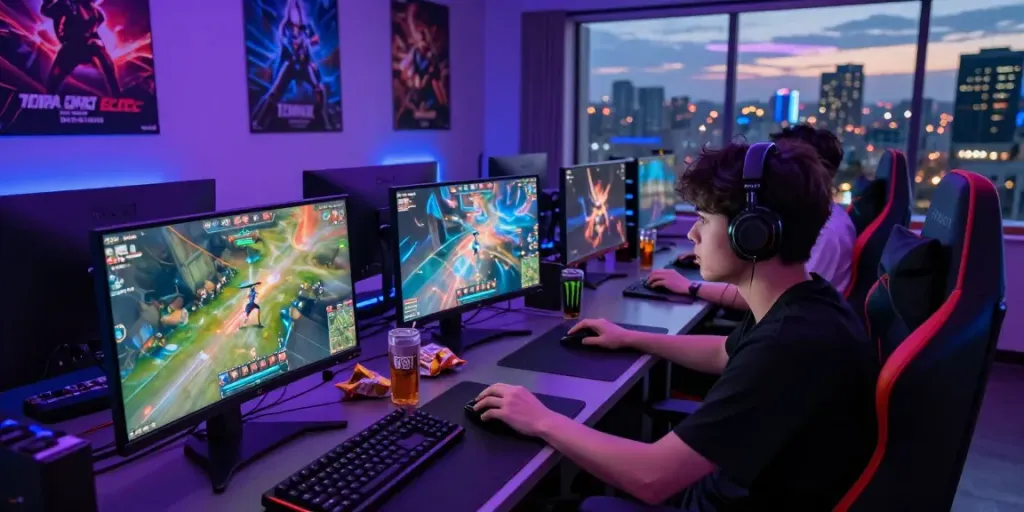Engaged players in luxury111 online gaming environment with vibrant visuals.