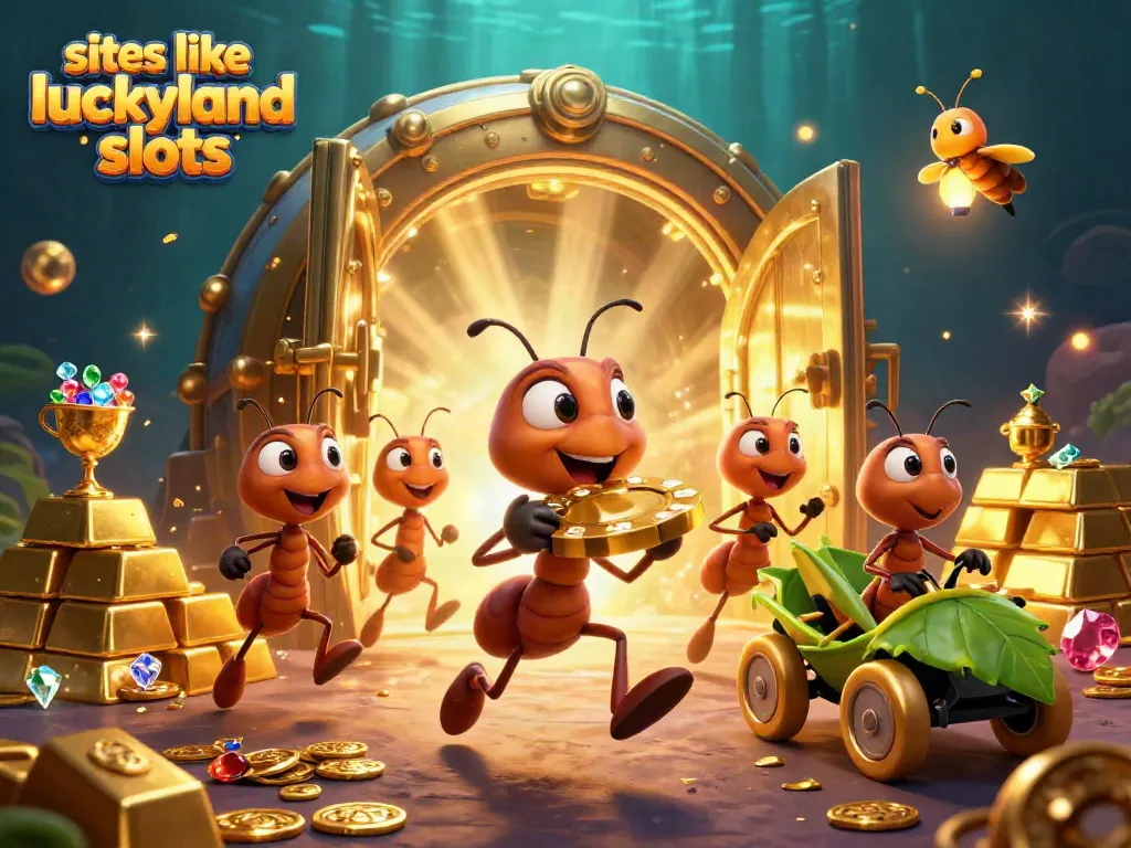 Experience exciting adventures at sites like luckyland slots with animated ants stealing a massive poker chip.
