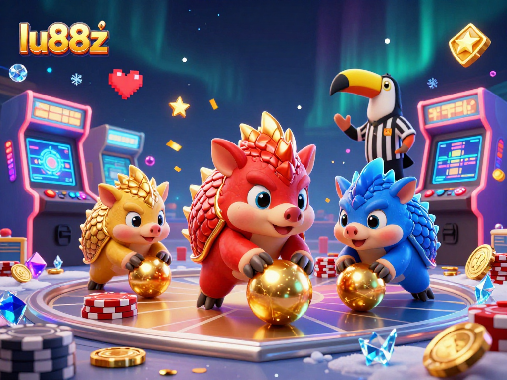 Experience exhilarating gameplay with lu88z's colorful casino-themed rivalry in this dynamic illustration.